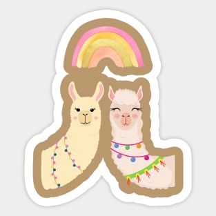 Llamas under the Rainbow Sticker